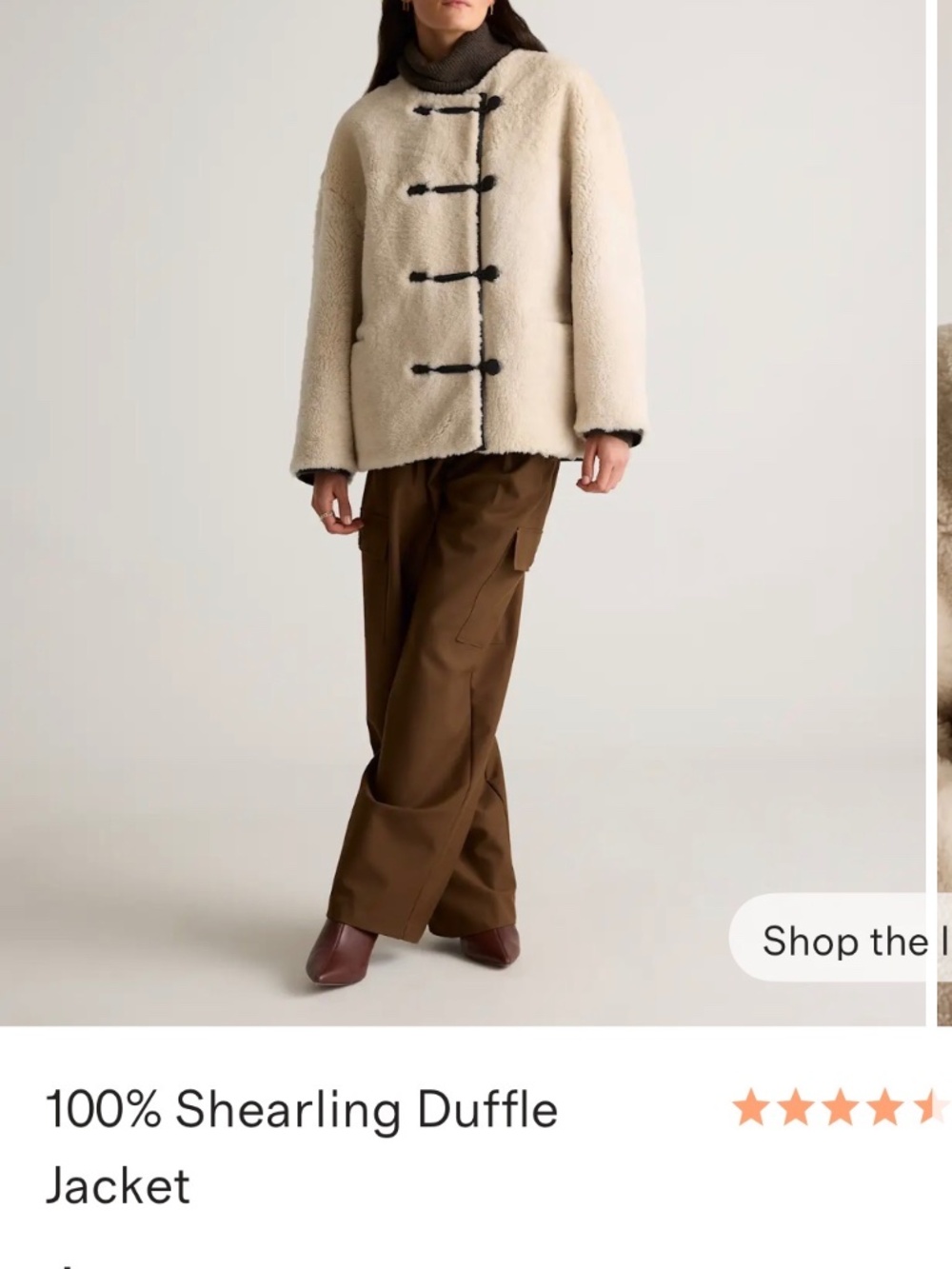 Quince 100% Shearling Duffle Jacket